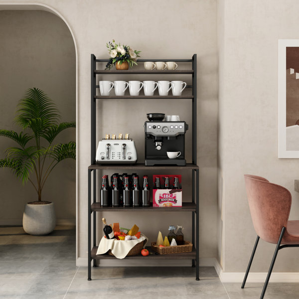 17 Stories Kedarious 31.5'' Wood Standard Baker's Rack with Microwave